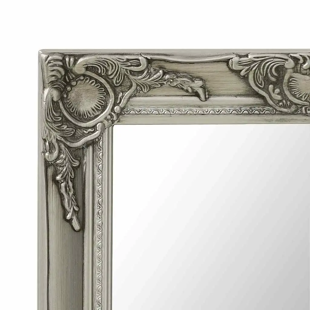 Wall Mirror Wooden Frame 60x60 cm Silver Baroque Style