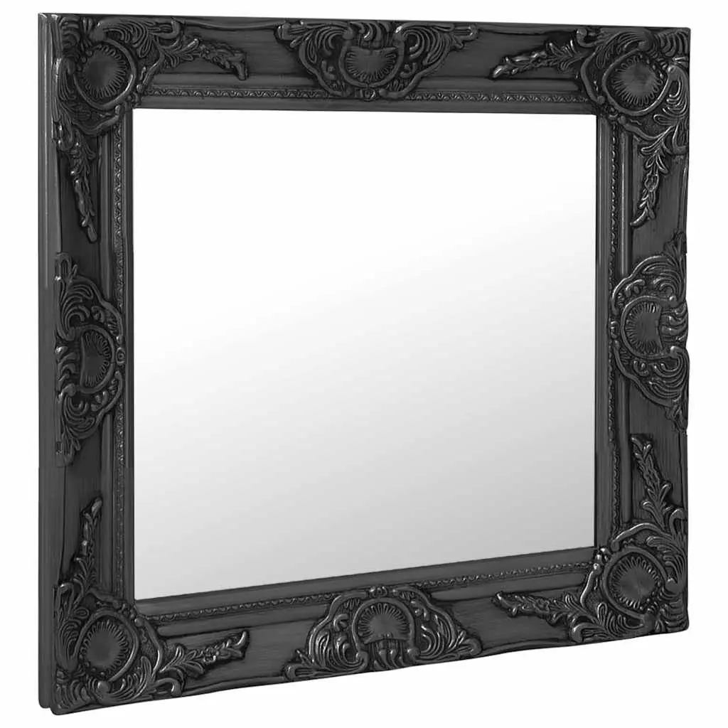60x60 cm Black Baroque Style Wall Mirror with Frame