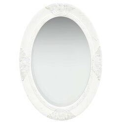 Ornate Baroque Style Wall Mirror 50x70 cm in White