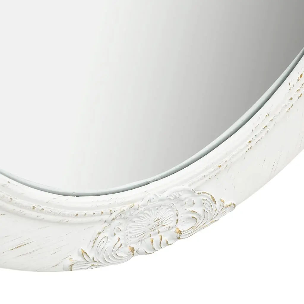 Wall Mirror Wooden 50x70 cm White Baroque Style Ornate Frame Decor