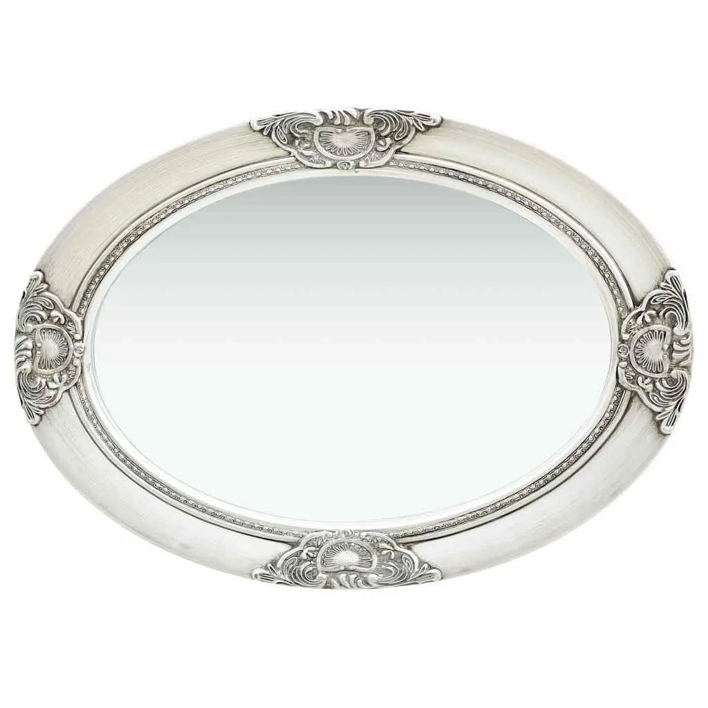 Wall Mirror Wooden Frame 50x70 cm Silver Baroque Style Bevelled Edge Home Decor