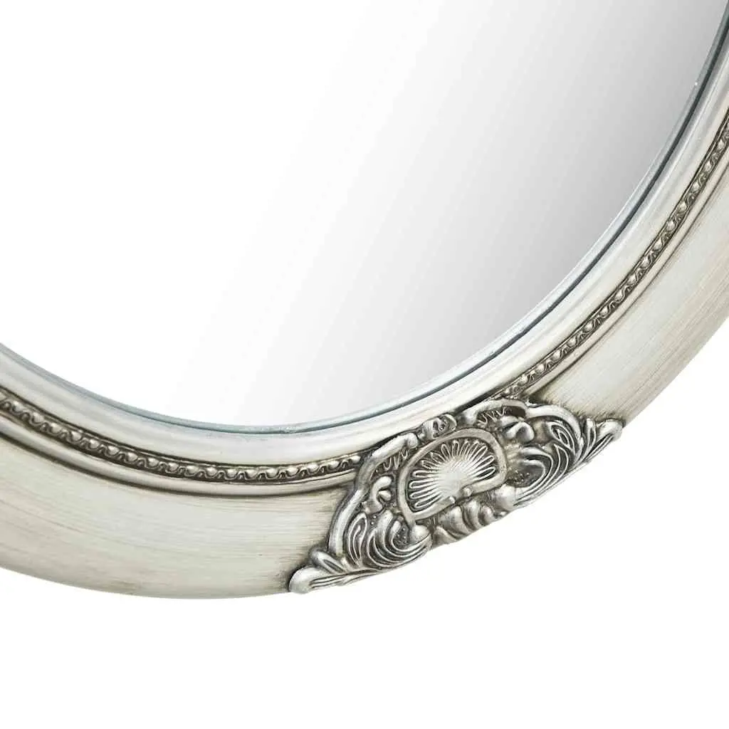 Wall Mirror Wooden Frame 50x70 cm Silver Baroque Style Bevelled Edge Home Decor
