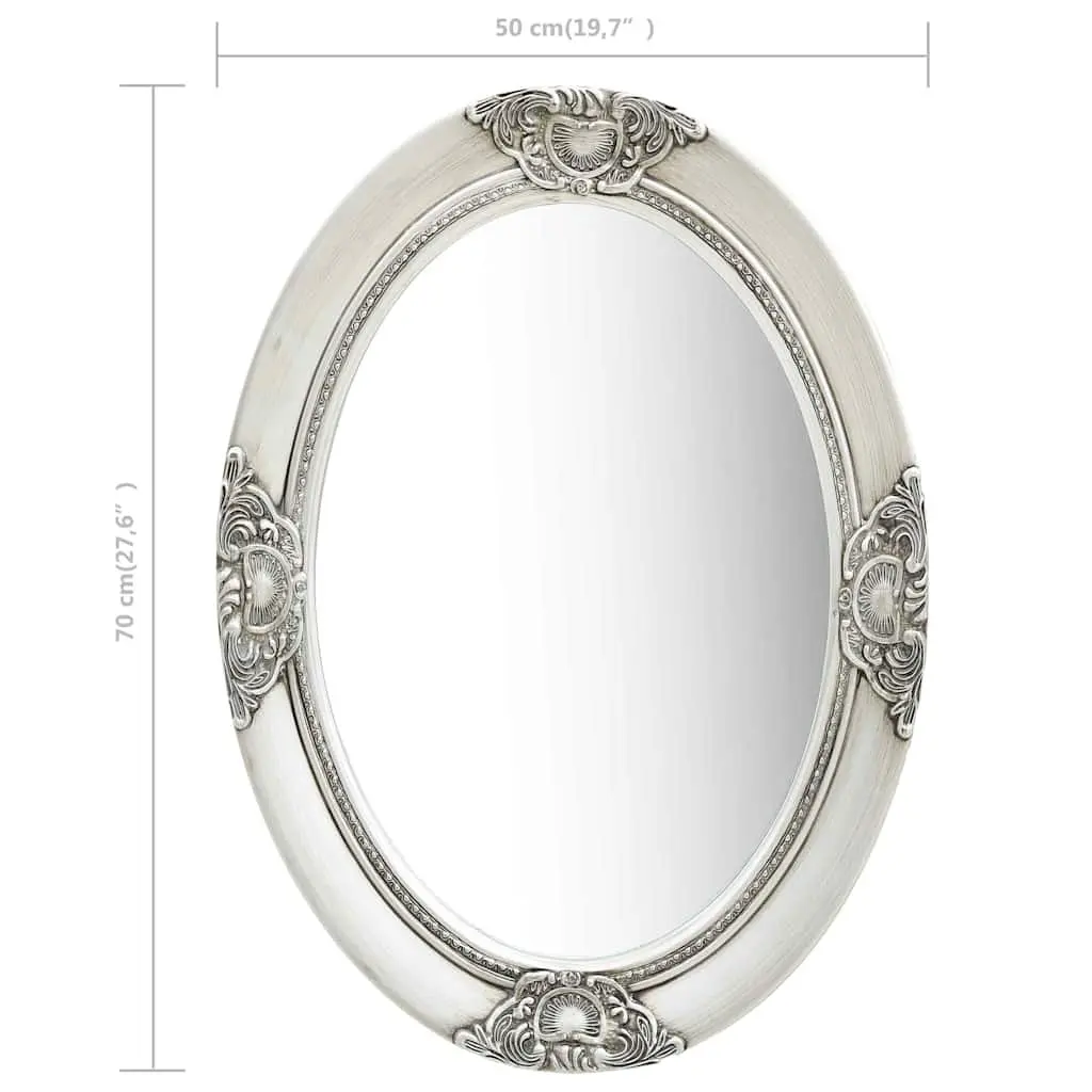 Wall Mirror Wooden Frame 50x70 cm Silver Baroque Style Bevelled Edge Home Decor