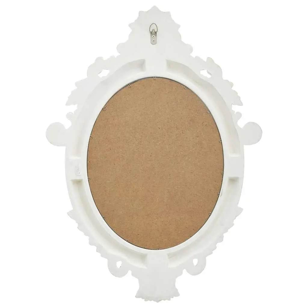 Wall Mirror PU 56x76 cm White Ornate Castle Style Frame Decor Dressing Room