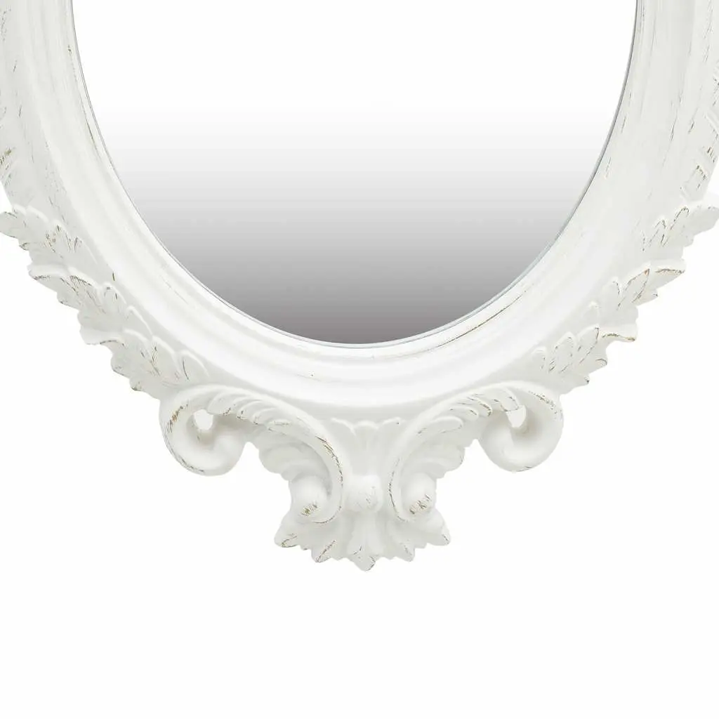 Wall Mirror PU 56x76 cm White Ornate Castle Style Frame Decor Dressing Room