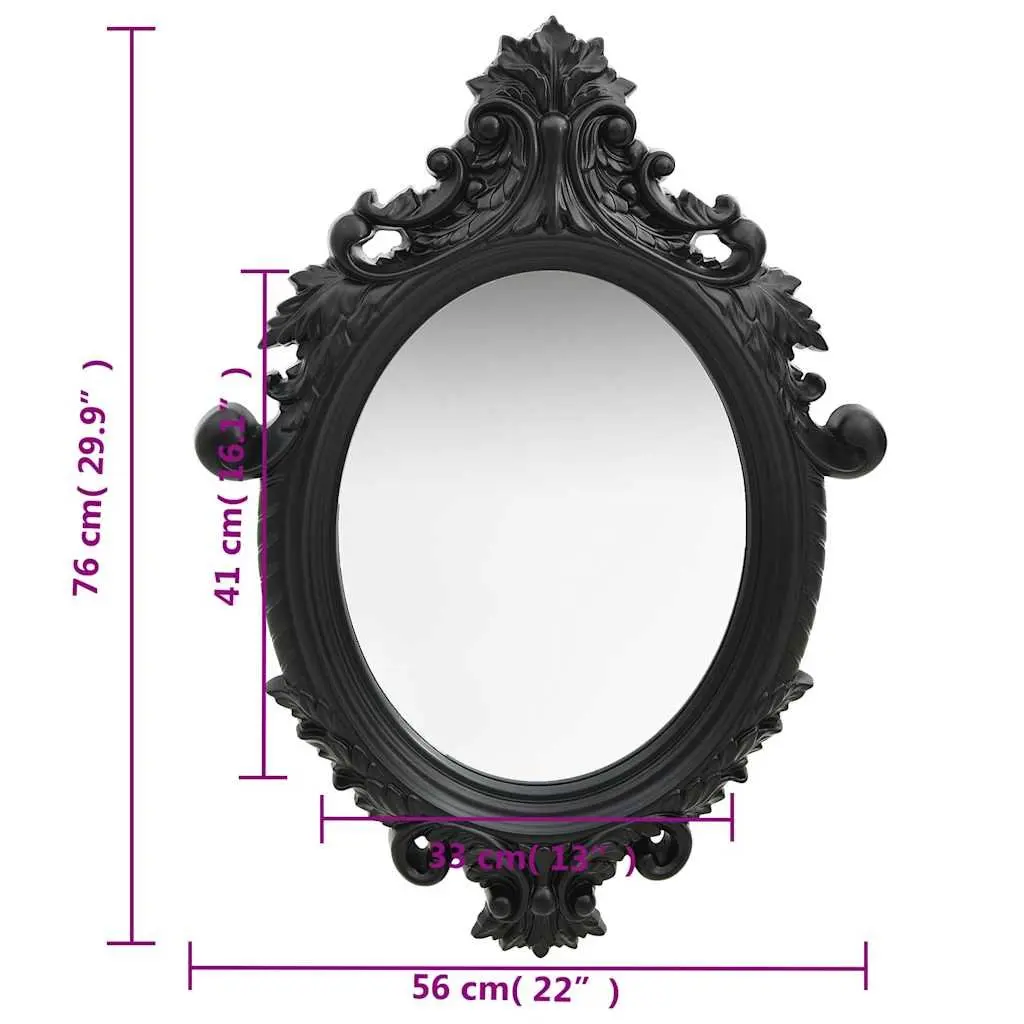 Wall Mirror PU 56x76cm Black Castle Style Ornate Frame