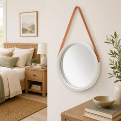 Stylish 40cm Silver Round Wall Mirror with Wood Frame