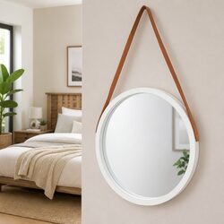 Stylish Round Wall Mirror with Adjustable Strap 50cm