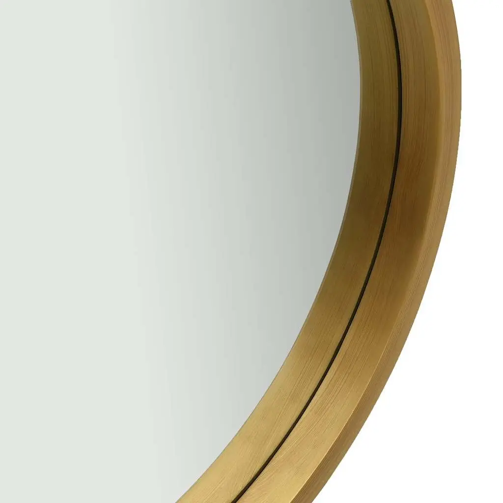 Round Wall Mirror Natural Paulownia Wood 50cm Gold