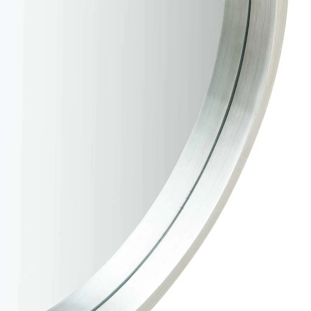 Silver Round Wall Mirror 50 cm with Adjustable Strap