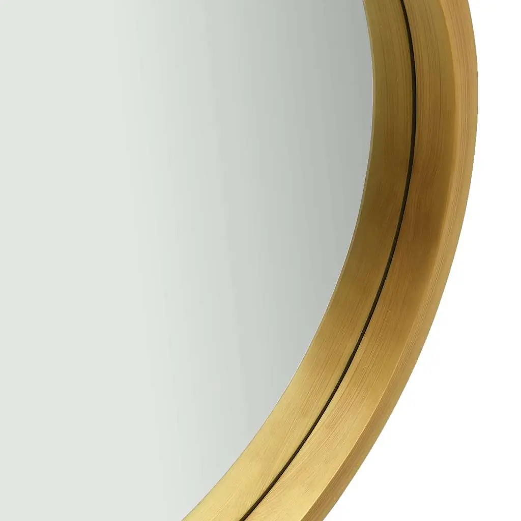 Round Wall Mirror Natural Wood 60cm Gold