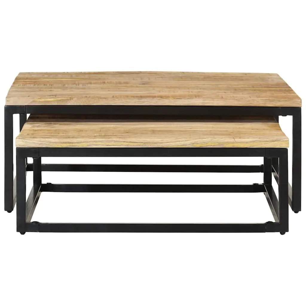 Nesting Coffee Tables 2 pcs Wooden Brown Accent Living Room Storage Furniture