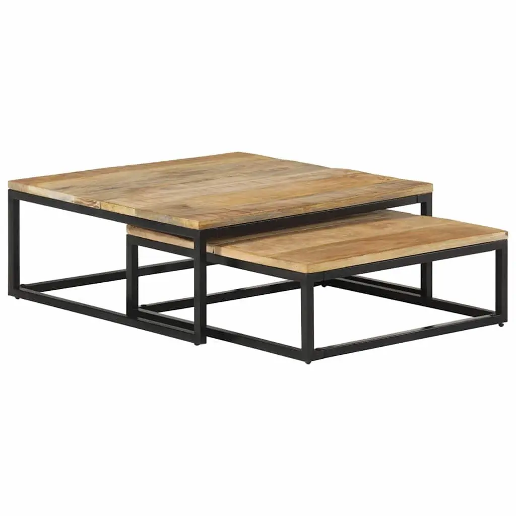 Nesting Coffee Tables 2 pcs Wooden Brown Accent Living Room Storage Furniture