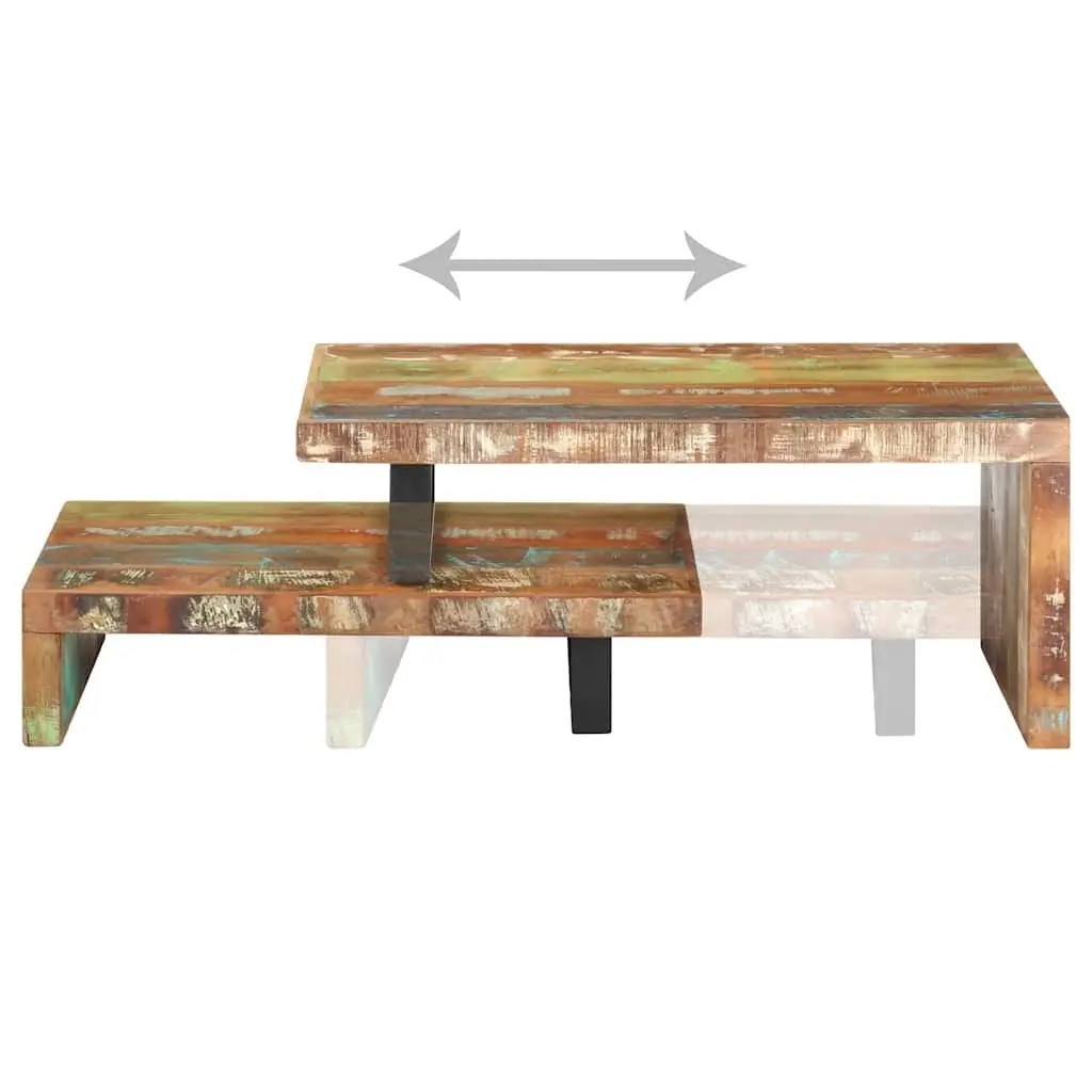Solid Reclaimed Wood 2 Piece Coffee Table Set in Brown