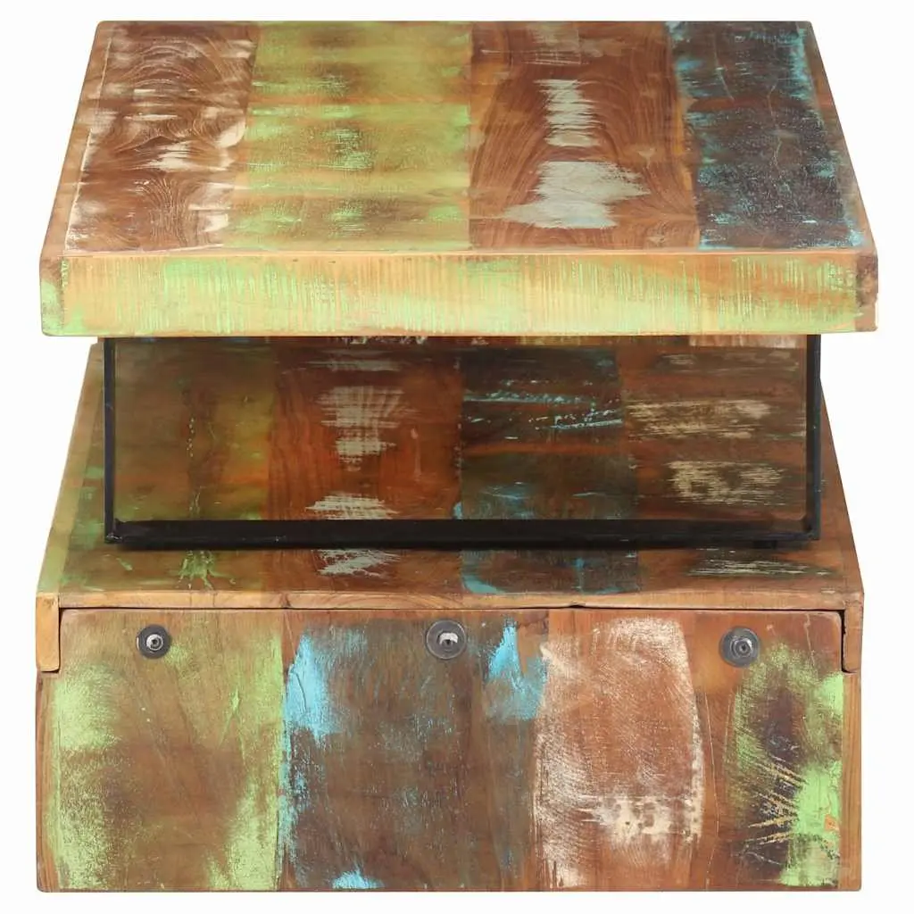 Solid Reclaimed Wood 2 Piece Coffee Table Set in Brown