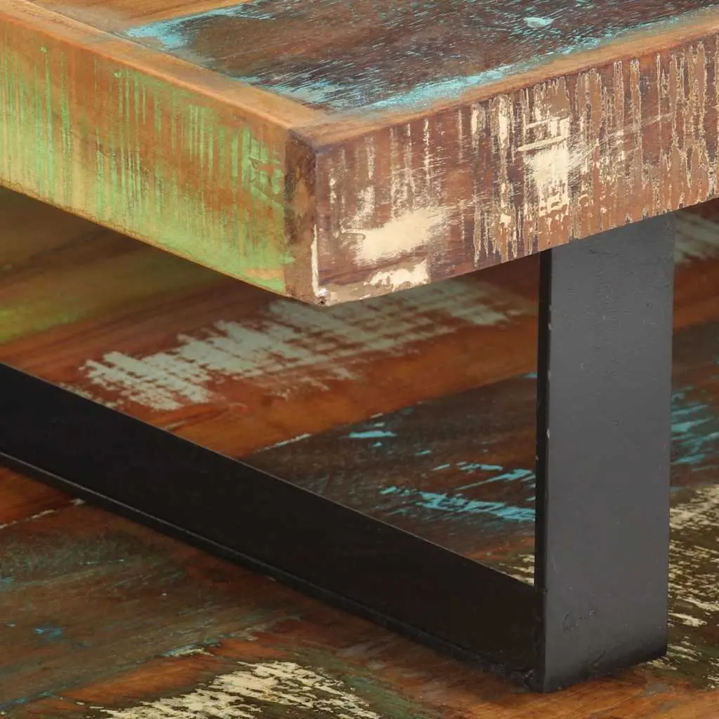 Solid Reclaimed Wood 2 Piece Coffee Table Set in Brown