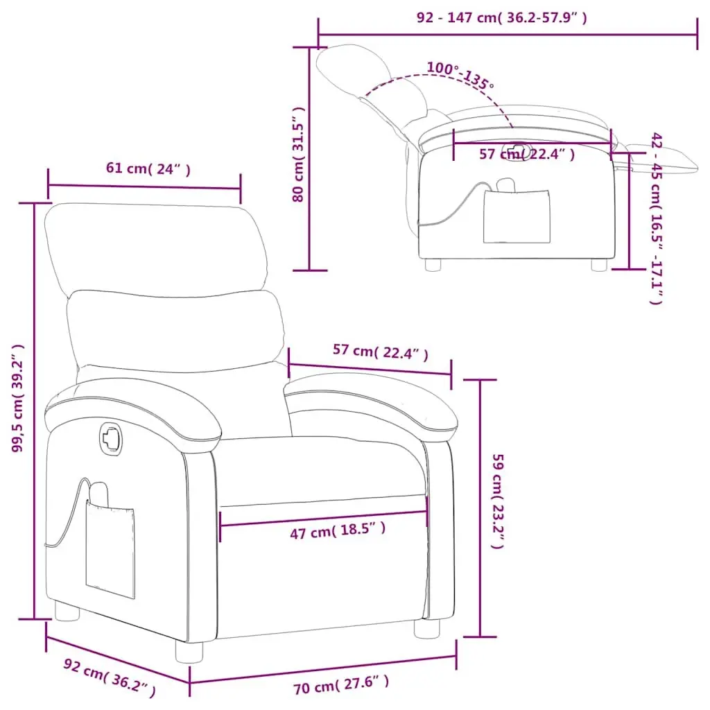 Grey Fabric Massage Recliner Chair