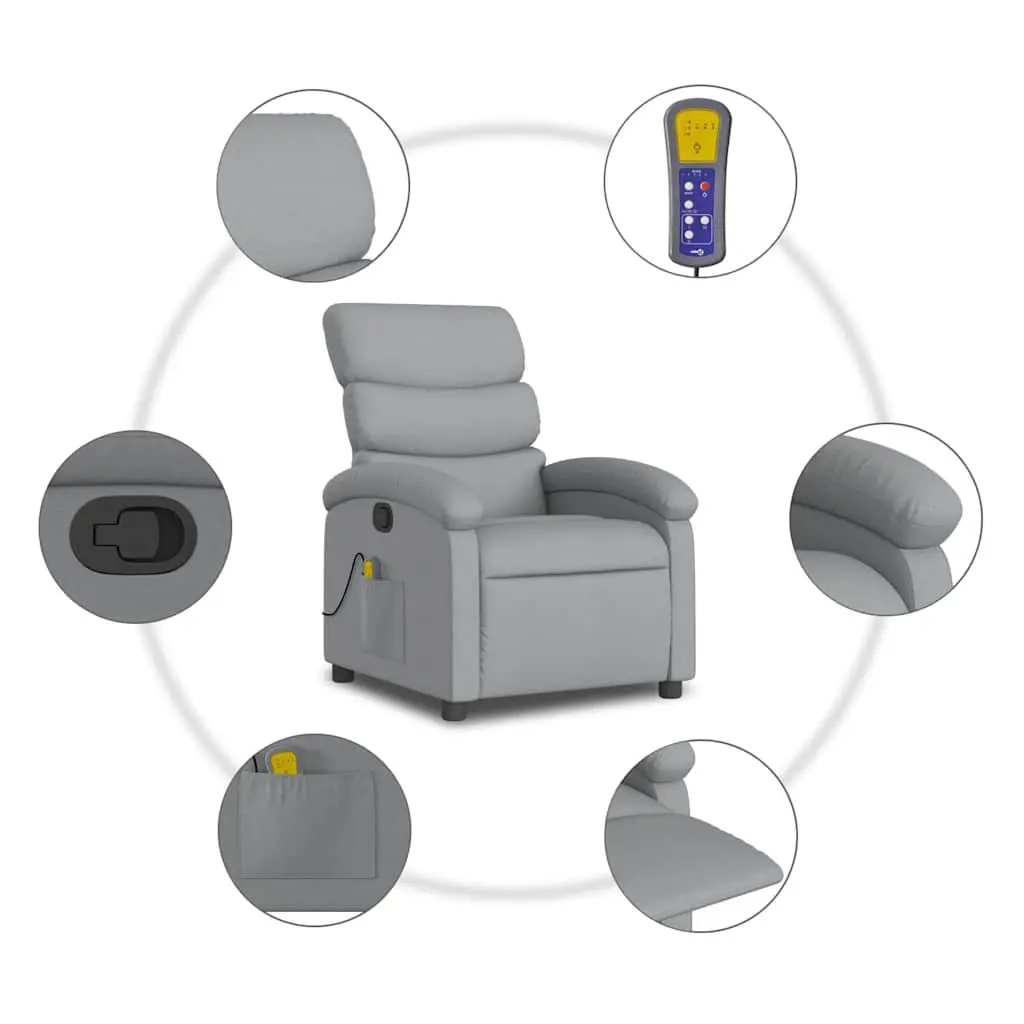 Grey Fabric Massage Recliner Chair