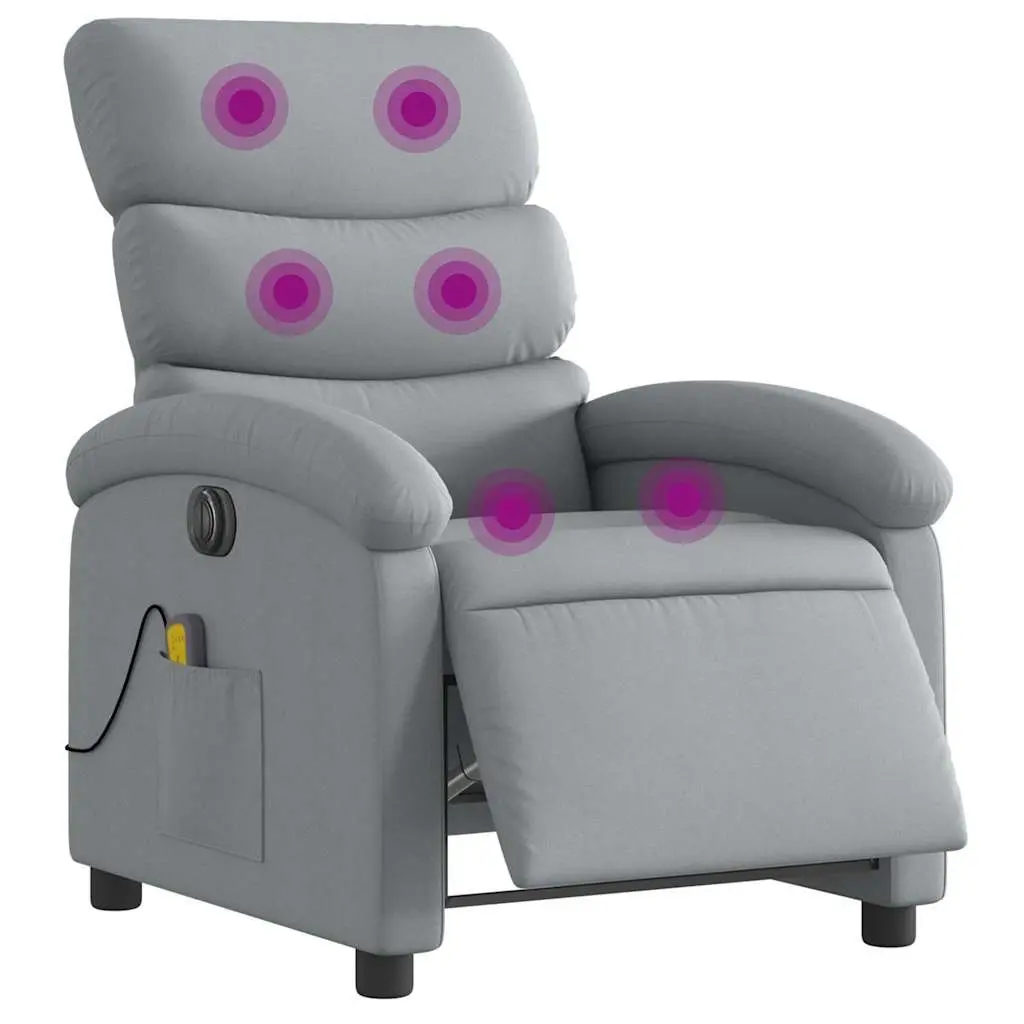 Recliner Chair with Electric Massage Function in Grey Fabric