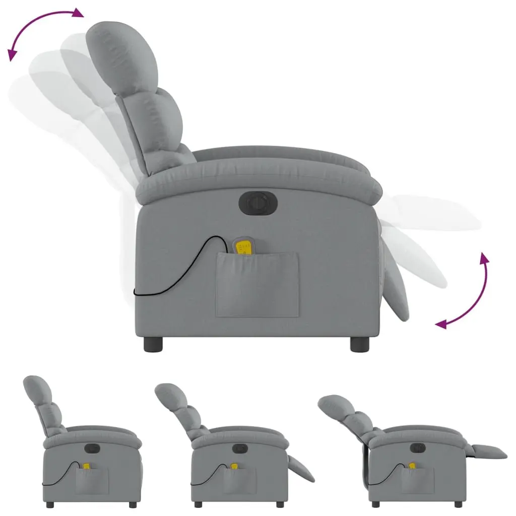Recliner Chair with Electric Massage Function in Grey Fabric
