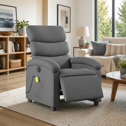 Grey Fabric Electric Massage Recliner Chair with Footrest