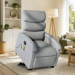 Light Grey Fabric Electric Stand Up Massage Recliner Chair