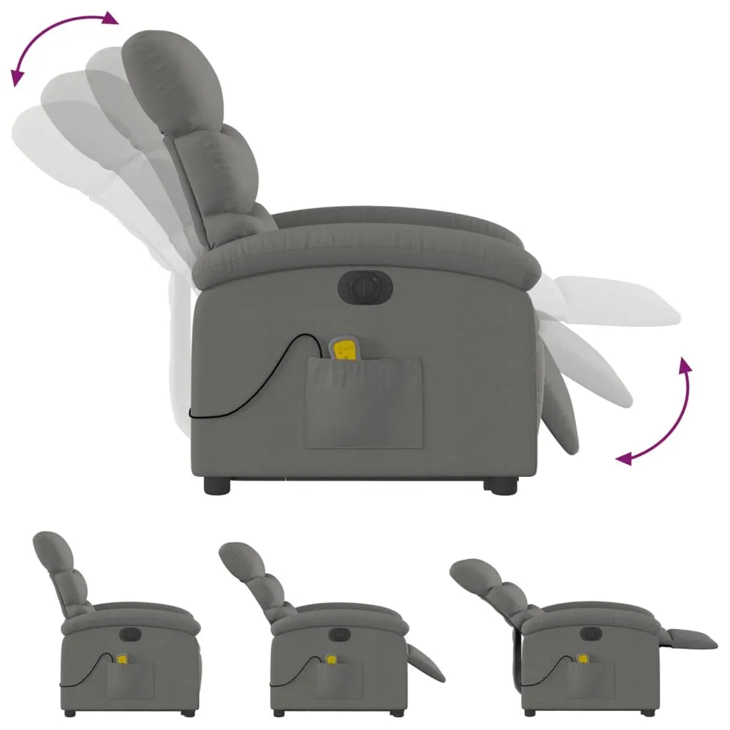 Electric Stand Up Massage Recliner Chair Grey Fabric Armchair Power Lift Recline