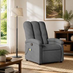 Grey Fabric Manual Reclining Massage Armchair