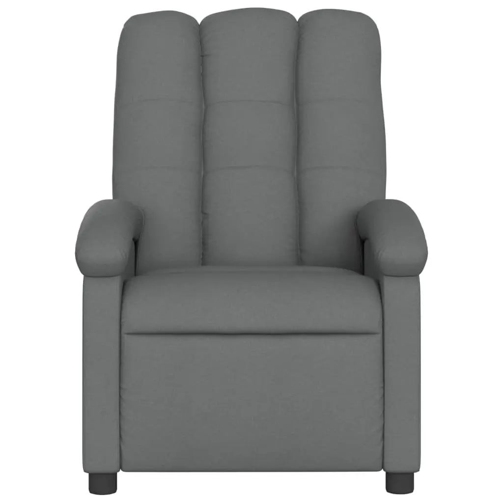 Massage Recliner Chair Fabric Grey Manual Reclining Armchair 6 Vibration Points