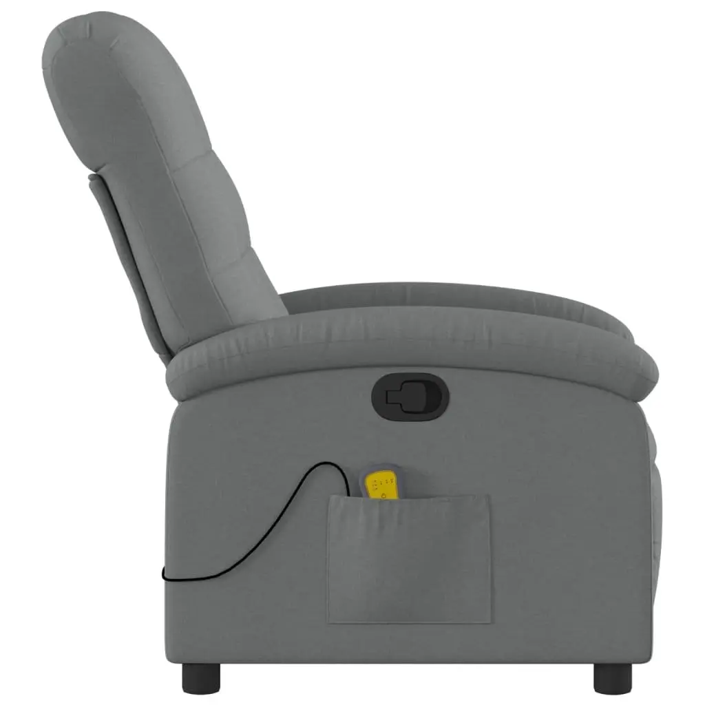 Massage Recliner Chair Fabric Grey Manual Reclining Armchair 6 Vibration Points