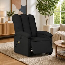 Premium Electric Massage Recliner Chair in Black Fabric