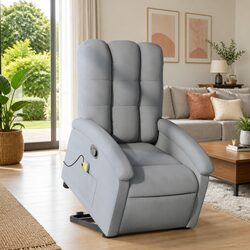 Grey Fabric Electric Lift Massage Recliner Chair