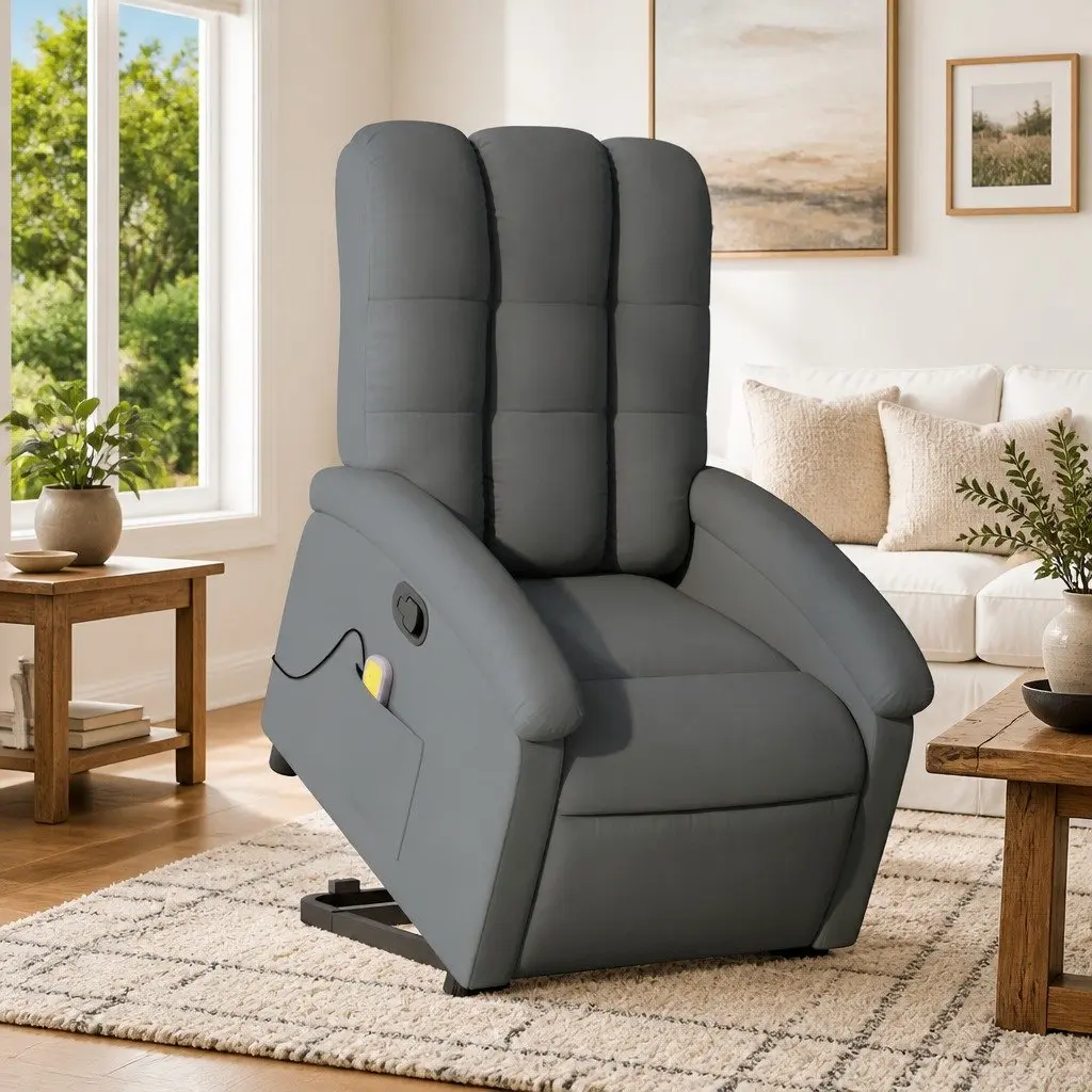 Grey Fabric Electric Lift Recliner Chair