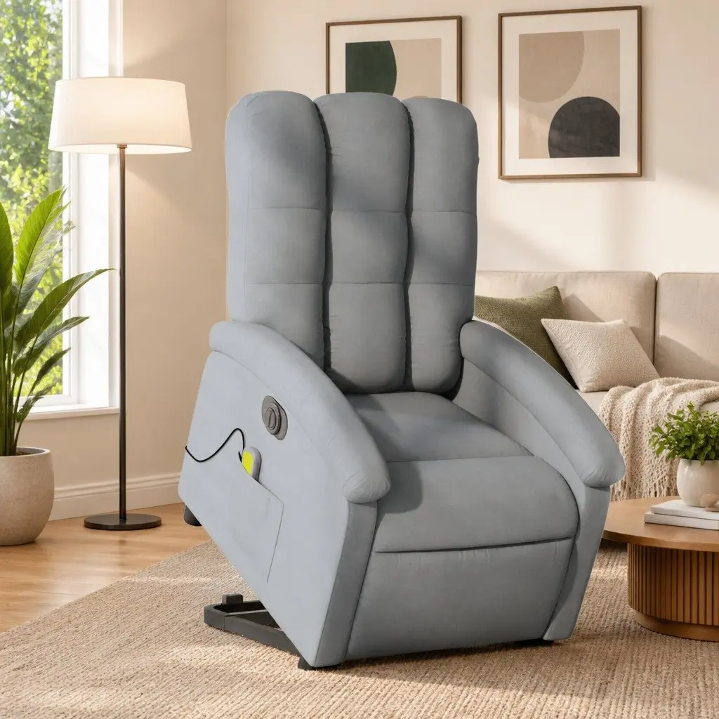 Stand Up Electric Massage Recliner Chair in Grey Fabric