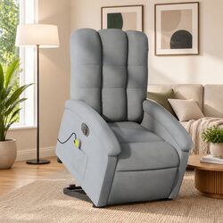 Stand Up Electric Massage Recliner Chair in Grey Fabric