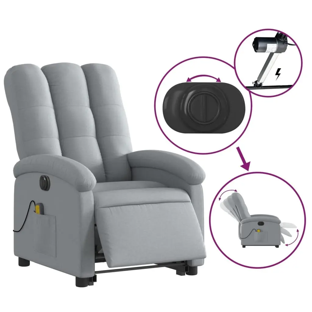 Stand Up Electric Massage Recliner Chair in Grey Fabric