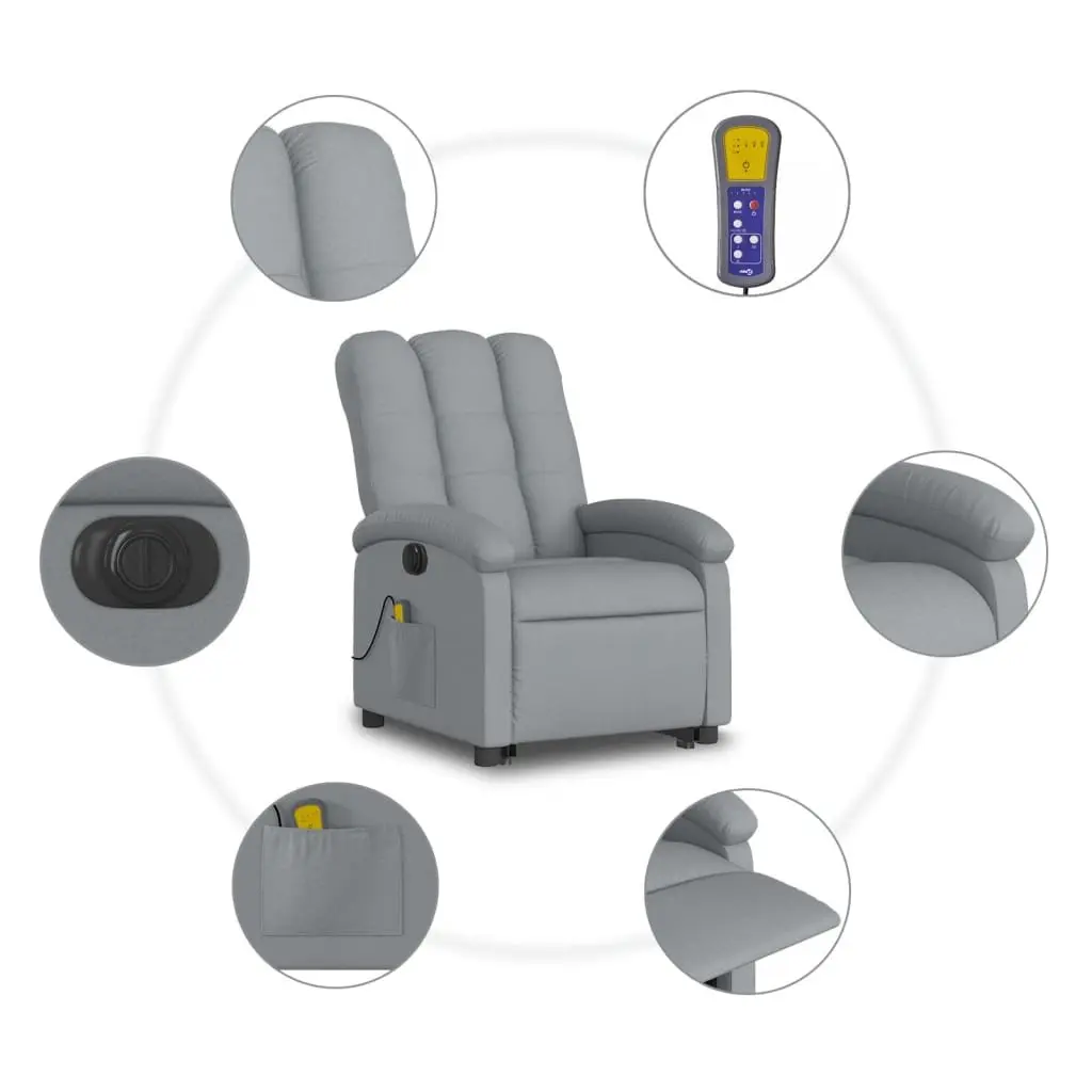 Stand Up Electric Massage Recliner Chair in Grey Fabric