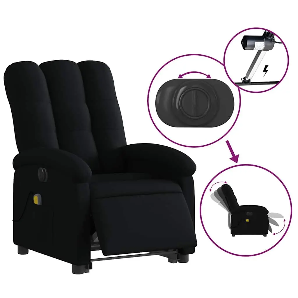 Electric Massage Chair Fabric Recliner Armchair Black