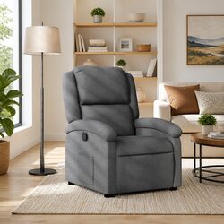 Durable Dark Grey Manual Recliner Chair with Footrest