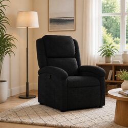 Black Fabric Recliner Chair with Manual Function