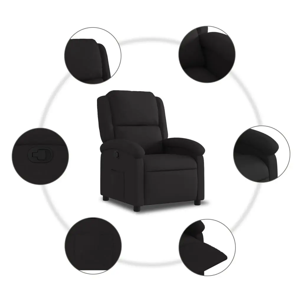 Black Fabric Recliner Chair with Manual Function