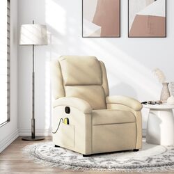 Cream Fabric Massage Recliner Chair with Vibration