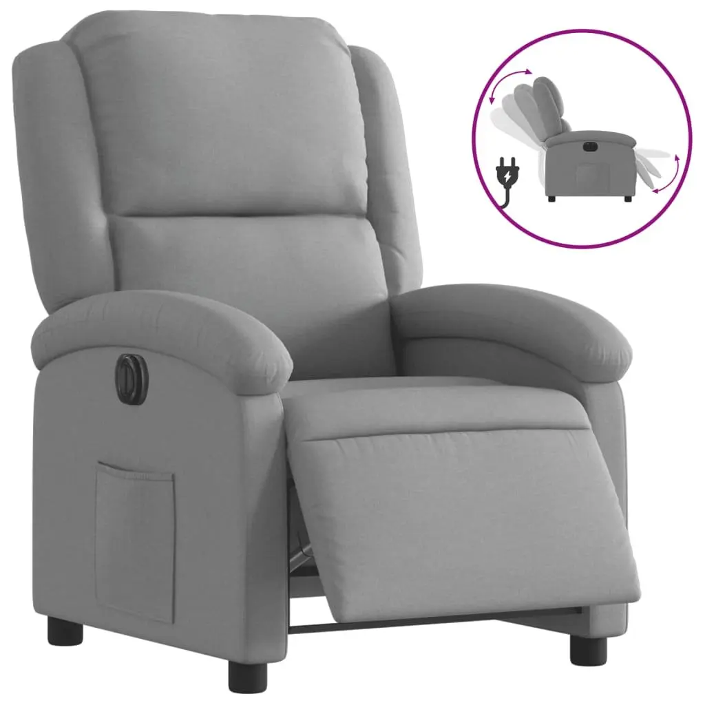 Electric Recliner Chair Fabric Light Grey