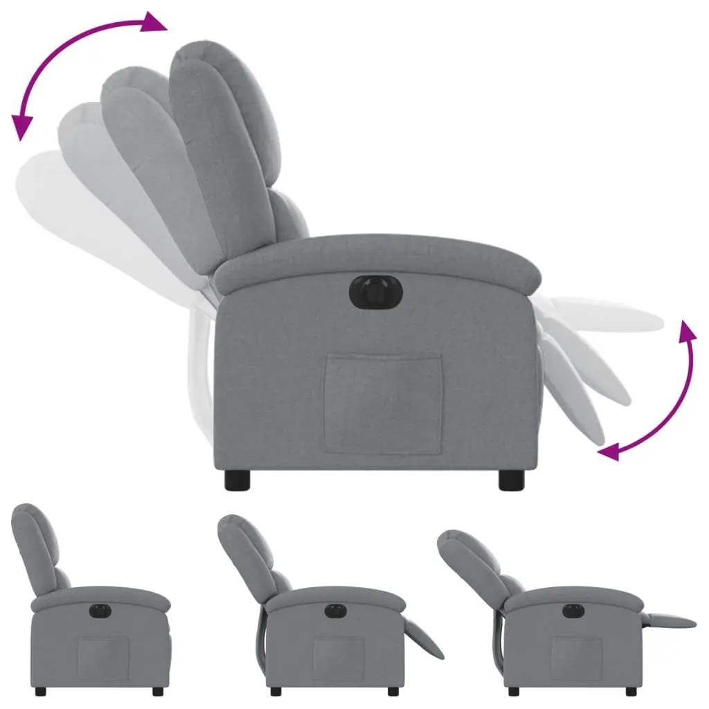 Electric Recliner Chair Fabric Light Grey