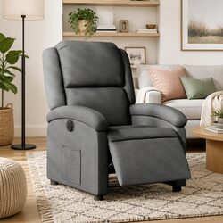 Premium Grey Fabric Electric Recliner Chair with Adjustable Features