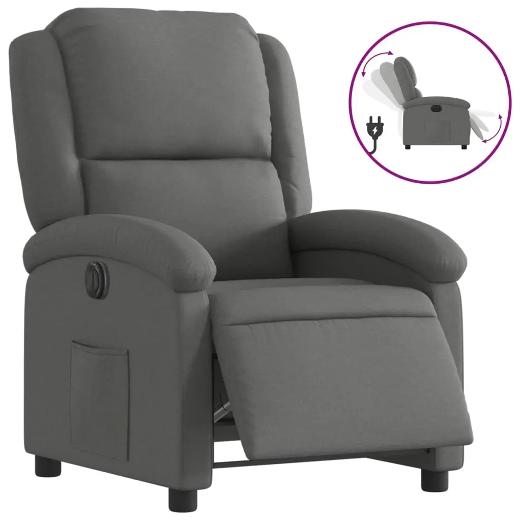 Electric Recliner Chair Fabric Grey