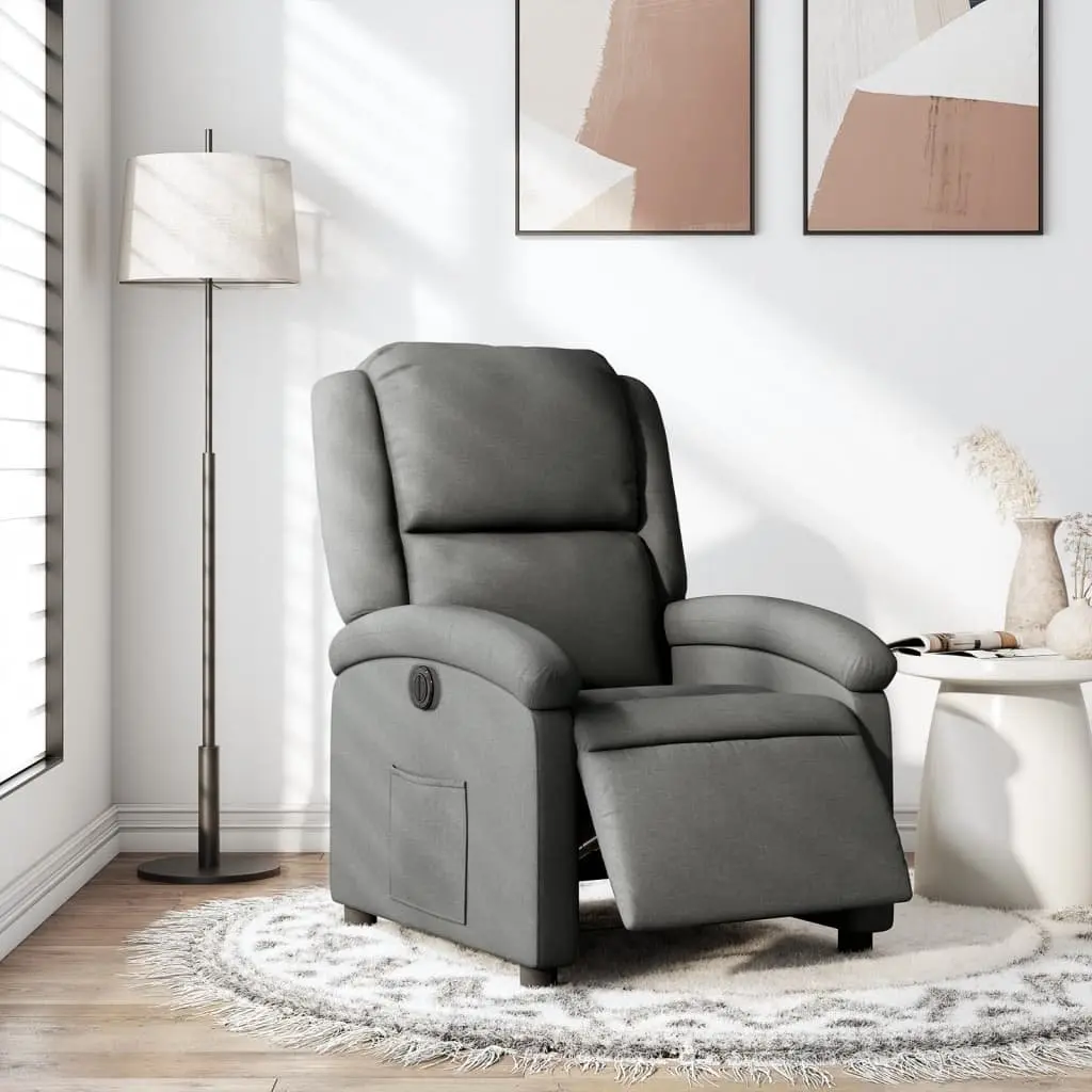 Electric Recliner Chair Fabric Grey