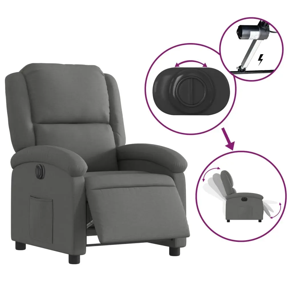 Electric Recliner Chair Fabric Grey