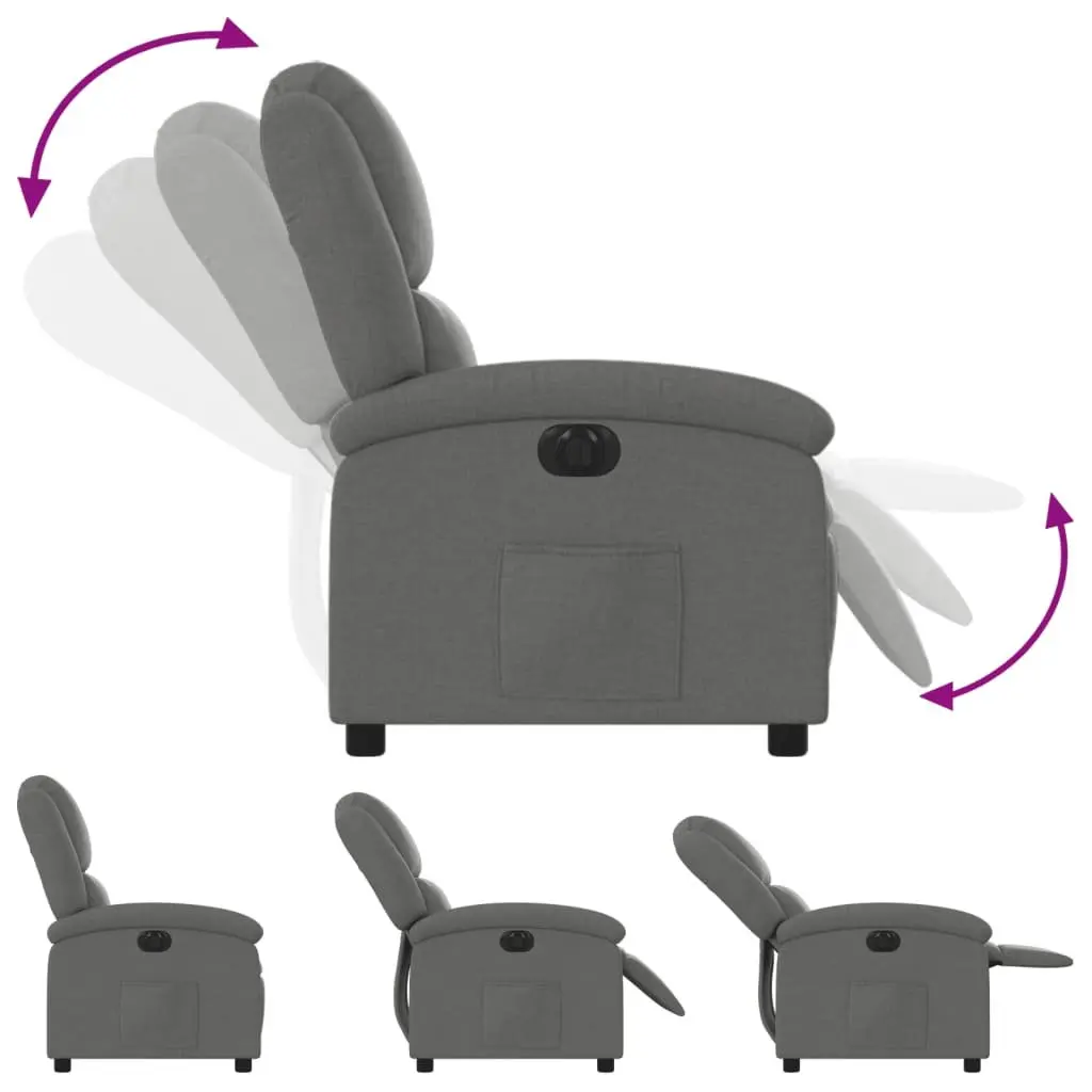 Electric Recliner Chair Fabric Grey