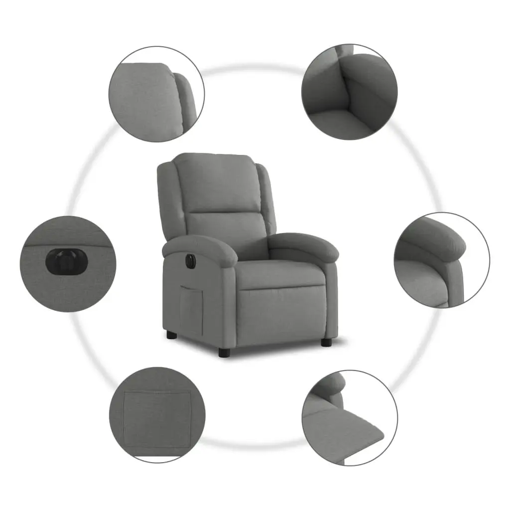 Electric Recliner Chair Fabric Grey